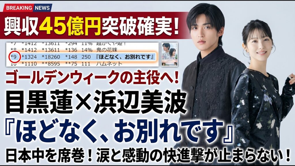 【興収45億円突破確実】目黒蓮×浜辺美波『ほどなく、お別れです』が日本中を席巻!異例のロングランでゴールデンウィークの主役へ、涙と感動の快進撃が止まらない-八五TV 【興収45億円突破確実】目黒蓮×浜辺美波『ほどなく、お別れです』が日本中を席巻!異例のロングランでゴールデンウィークの主役へ、涙と感動の快進撃が止まらない-八五TV