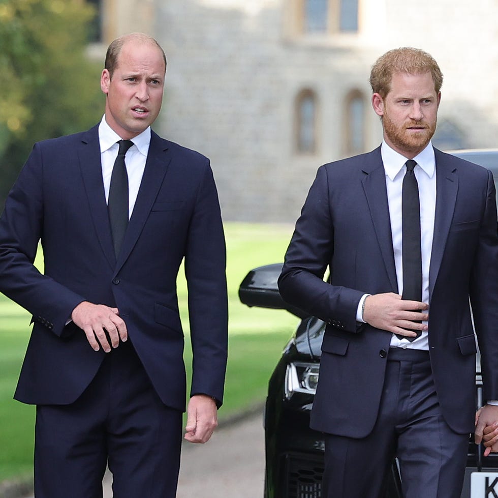 the prince and princess of wales accompanied by the duke and duchess of sussex greet wellwishers outside windsor castle