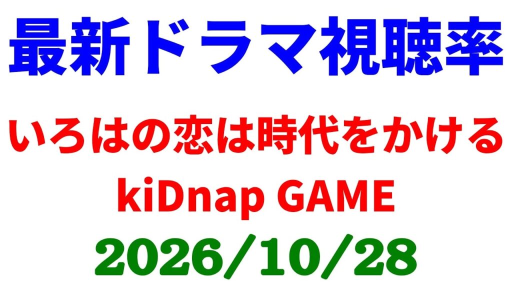 kiDnap GAME いろはの恋は時代をかける!視聴率速報☆2026年10月28日 kiDnap GAME いろはの恋は時代をかける!視聴率速報☆2026年10月28日